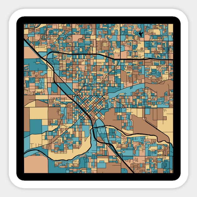 Modesto Map Pattern in Mid Century Pastel Sticker by PatternMaps